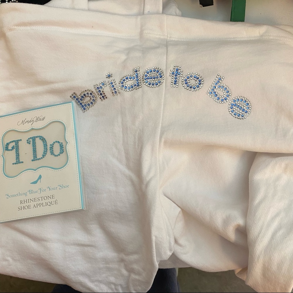 “Bride to Be” Rhinestone White Drawstring Sweat Pants